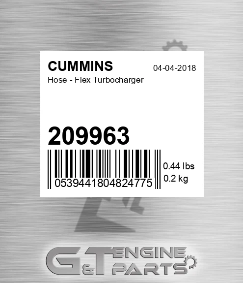 209963 CUMMINS Hose - Flex Turbocharger