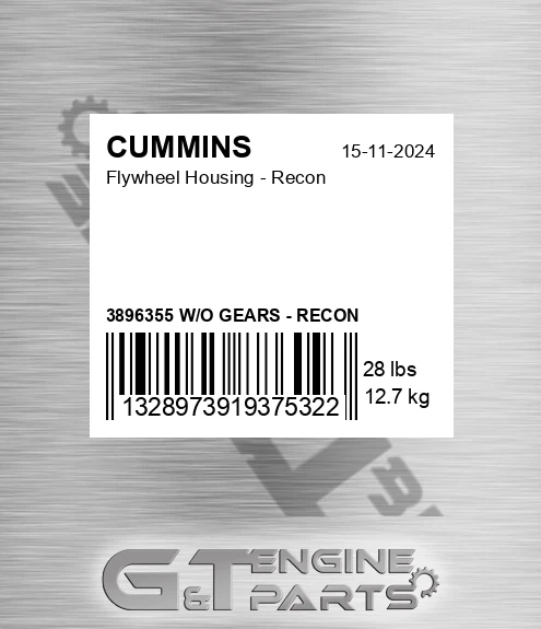 3896355 W/O GEARS - RECON Flywheel Housing - Recon for CUMMINS