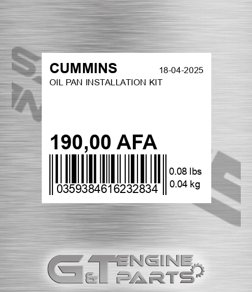 190,00 AFA Oil Pan Installation Kit for CUMMINS