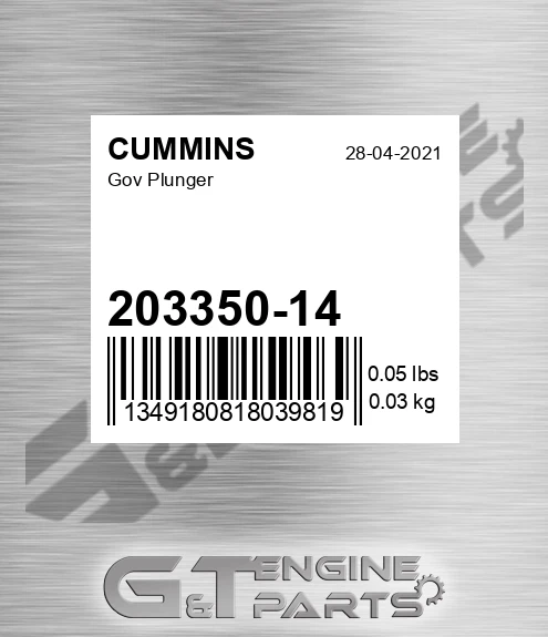 203350-14 Gov Plunger for CUMMINS