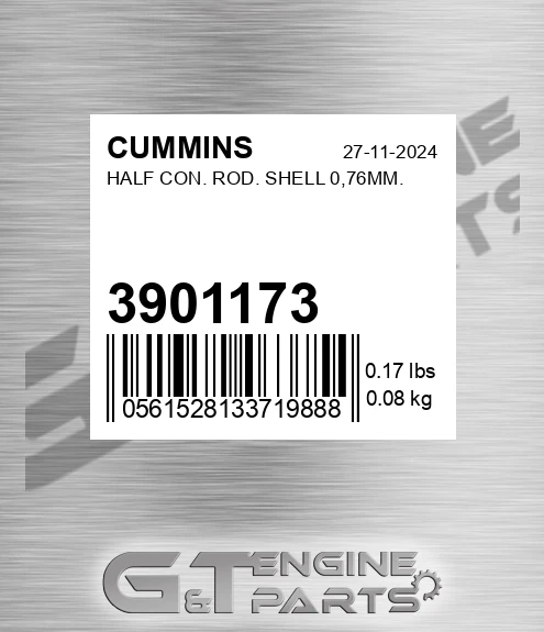 3901173 CUMMINS Half Con. Rod. Shell 0,76mm.