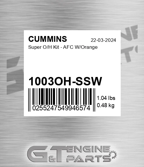 1003OH-SSW Super O/h Kit - Afc W/orange for CUMMINS