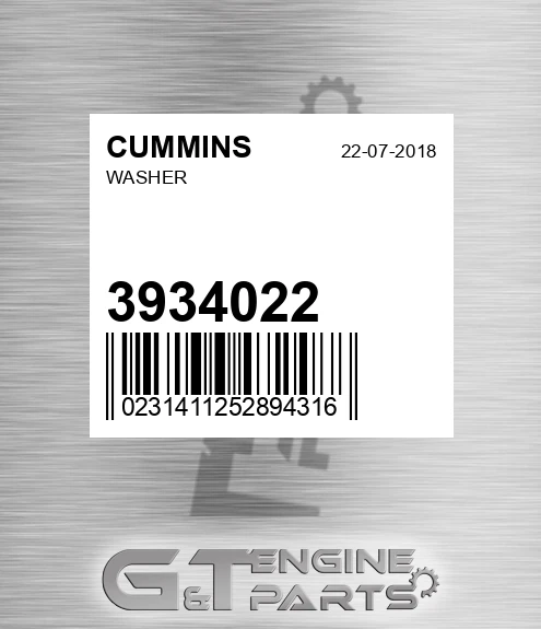 3934022 CUMMINS Washer