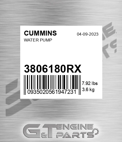3806180RX Water Pump