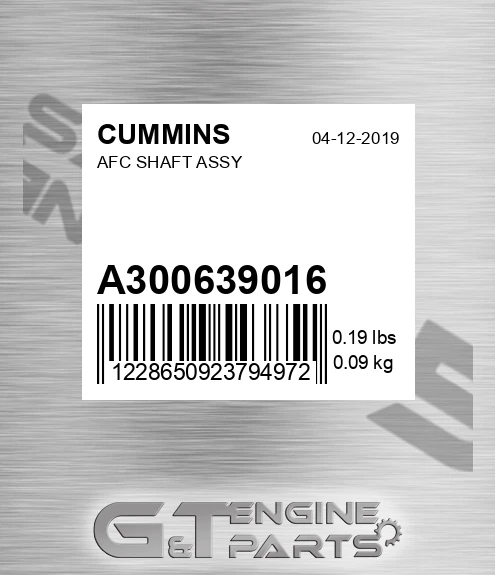 A3006390-16 Afc Shaft Assy for CUMMINS