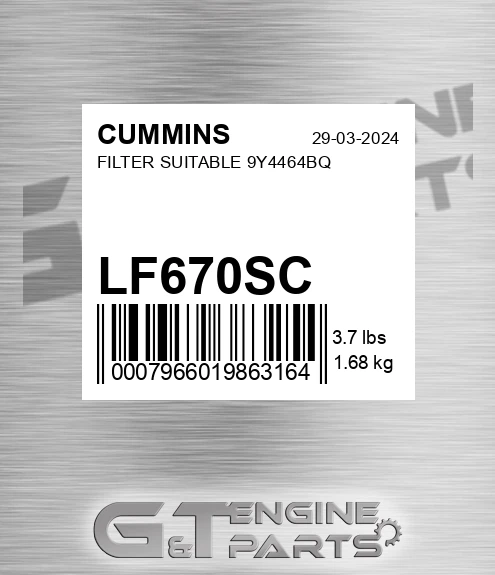 LF-670SC CUMMINS Filter Suitable 9y4464bq