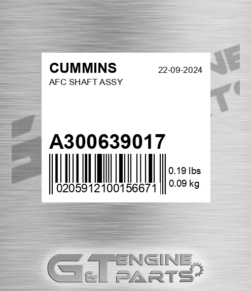 A3006390-17 Afc Shaft Assy for CUMMINS