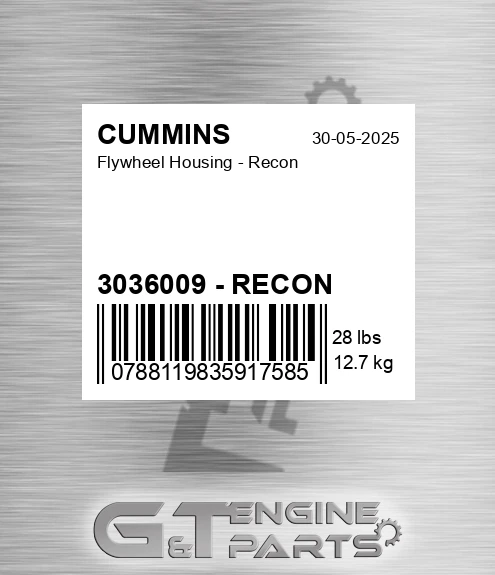 3036009 - RECON Flywheel Housing - Recon for CUMMINS