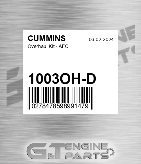 1003OH-D Overhaul Kit - Afc for CUMMINS