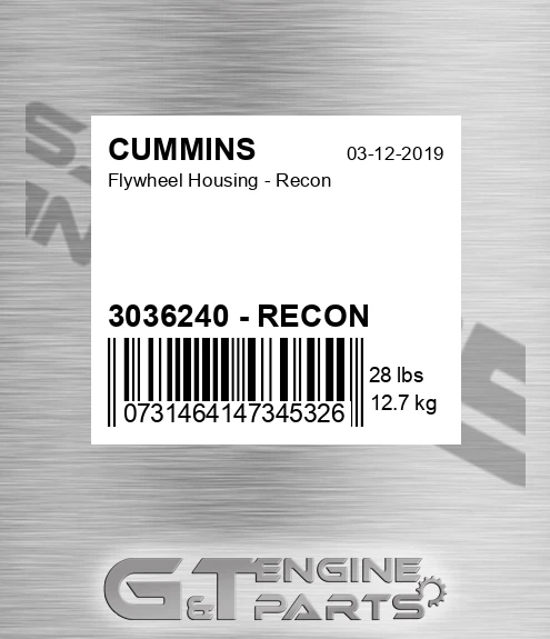 3036240 - RECON Flywheel Housing - Recon for CUMMINS