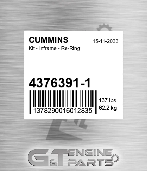4376391-1 Kit - Inframe - Re-ring for CUMMINS