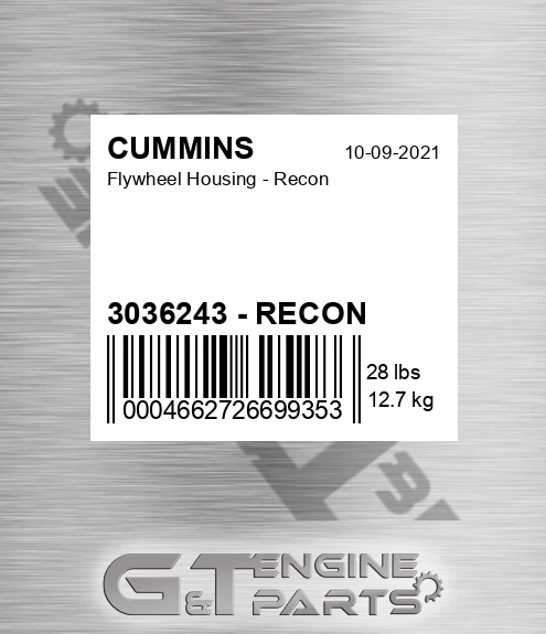 3036243 - RECON Flywheel Housing - Recon for CUMMINS