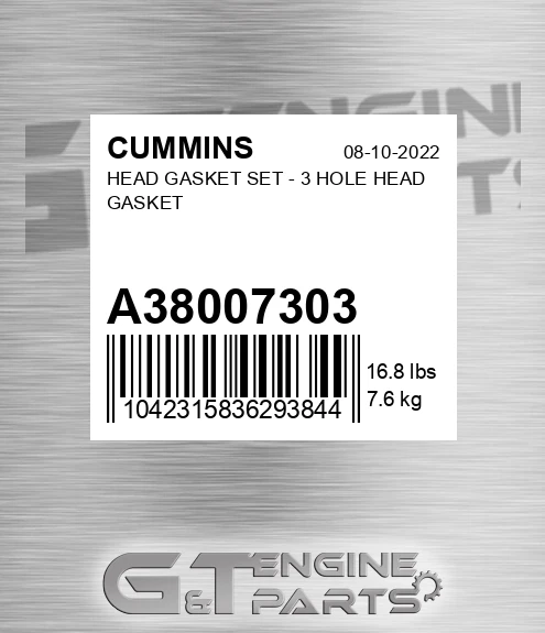 A3800730-3 Head Gasket Set - 3 Hole Head Gasket for CUMMINS