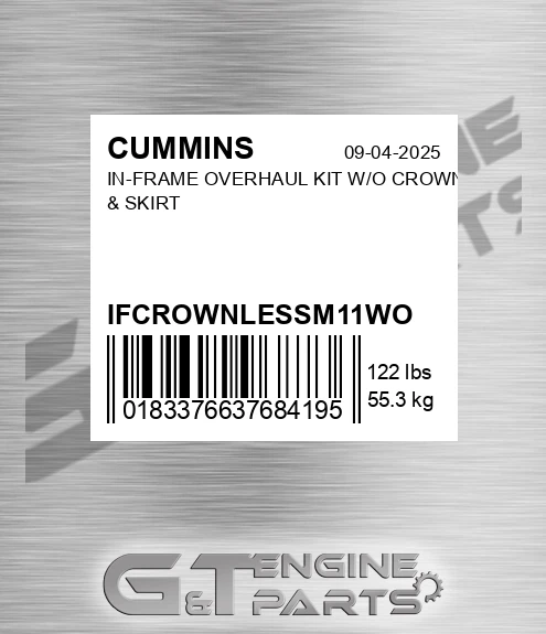 IFCROWNLESSM11WO In-frame Overhaul Kit W/o Crown & Skirt for CUMMINS