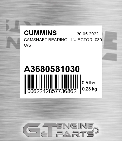 A3680581.030 Camshaft Bearing - Injector .030 O/s for CUMMINS