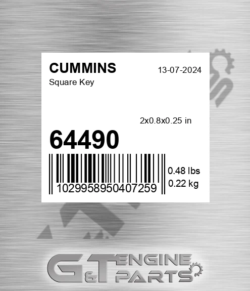 64490 CUMMINS Square Key
