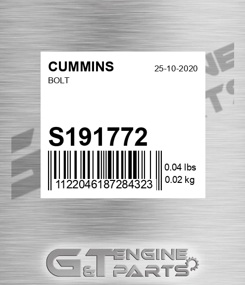 S-191772 Bolt for CUMMINS