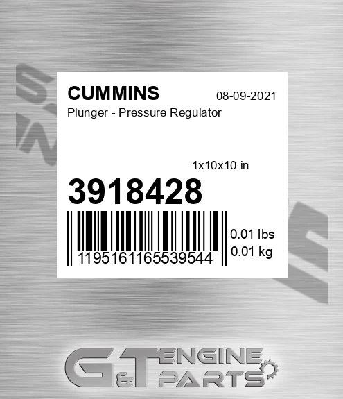 3918428 Plunger - Pressure Regulator