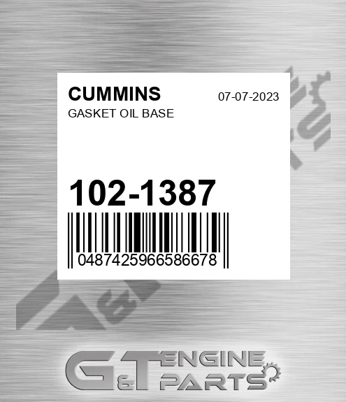 102-1387 Gasket Oil Base for CUMMINS