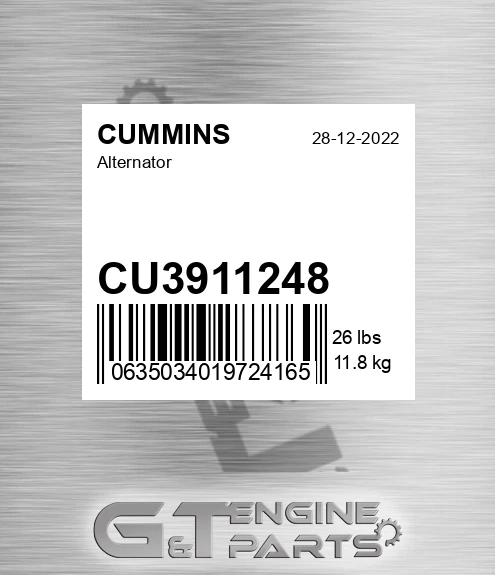 CU3911248 Alternator for CUMMINS