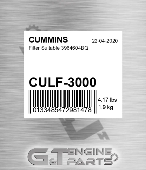 CULF3000 Filter Suitable 3964604bq for CUMMINS