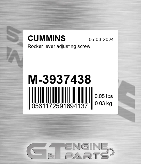 M-3937438 Rocker Lever Adjusting Screw