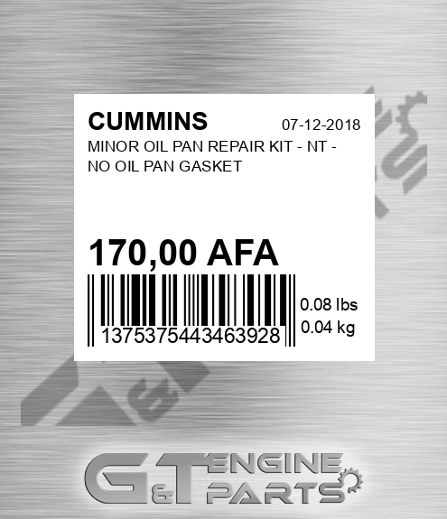 170,00 AFA Minor Oil Pan Repair Kit - Nt - No Oil Pan Gasket for CUMMINS