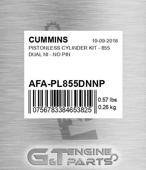 AFA-PL855DNNP Pistonless Cylinder Kit - 855 Dual Ni - No Pin for CUMMINS