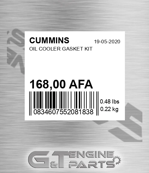 168,00 AFA Oil Cooler Gasket Kit for CUMMINS