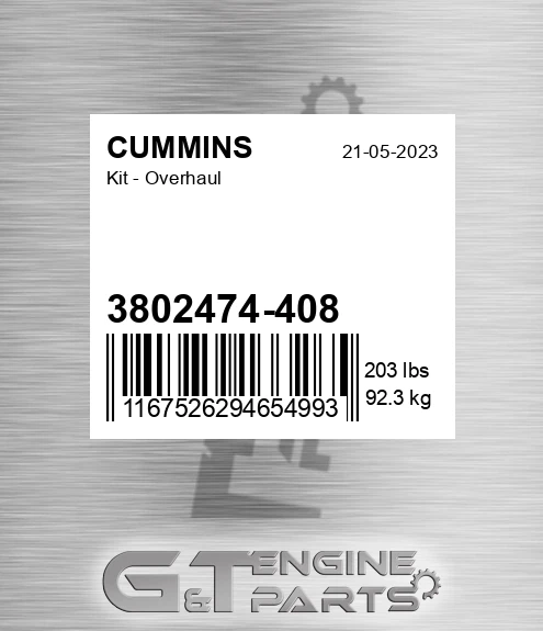 3802474-408 Kit - Overhaul for CUMMINS