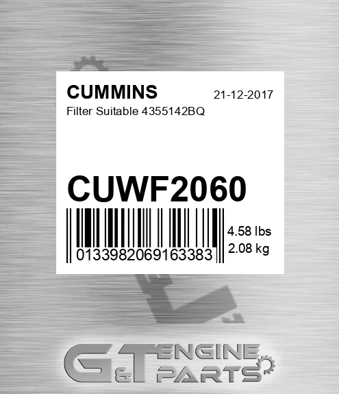 CUWF2060 Filter Suitable 4355142bq for CUMMINS