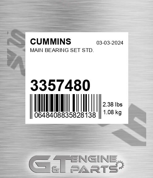 3357480 Main Bearing Set Std.