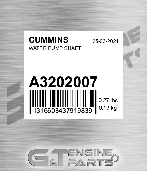 A3202007 CUMMINS Water Pump Shaft