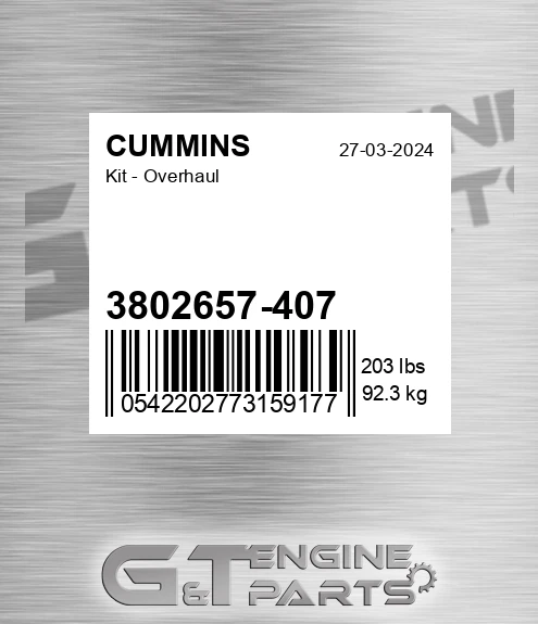 3802657-407 Kit - Overhaul for CUMMINS