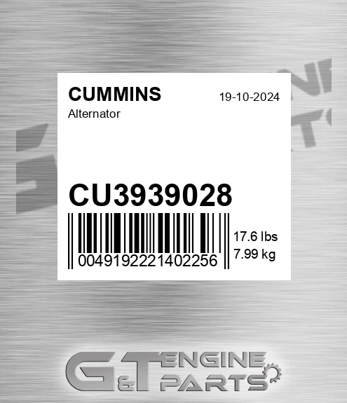 CU3939028 Alternator for CUMMINS