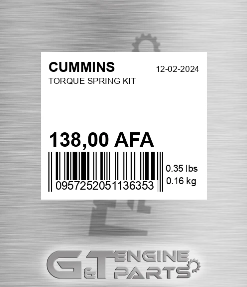 138,00 AFA Torque Spring Kit for CUMMINS