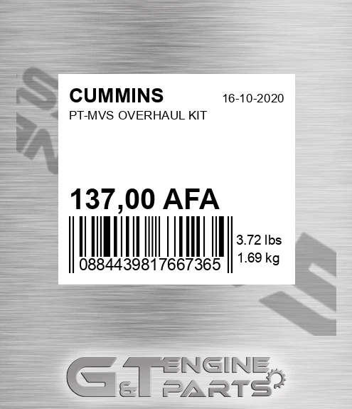 137,00 AFA Pt-mvs Overhaul Kit for CUMMINS