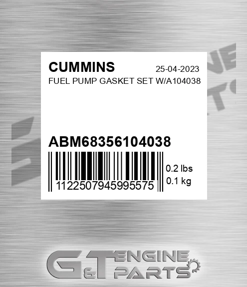 ABM68356/104038 Fuel Pump Gasket Set W/a104038