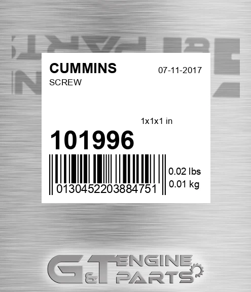 101996 CUMMINS Screw