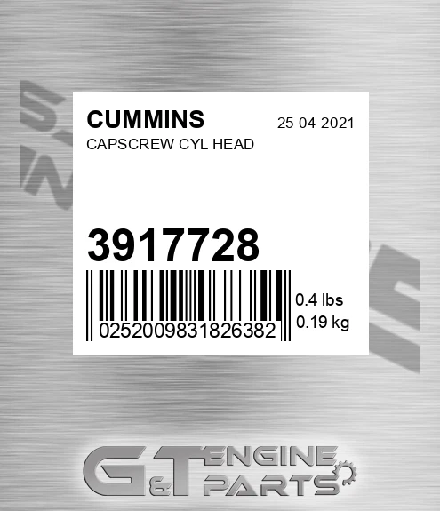 3917728 Capscrew Cyl Head