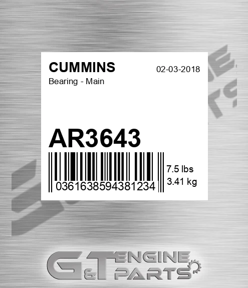 AR3643 CUMMINS Bearing - Main