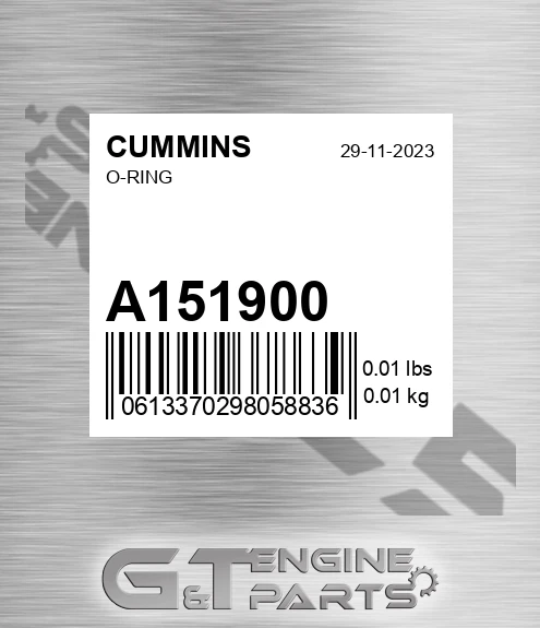 A151900 CUMMINS O-ring