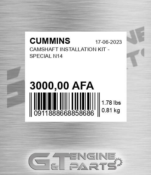 3000,00 AFA Camshaft Installation Kit - Special N14 for CUMMINS