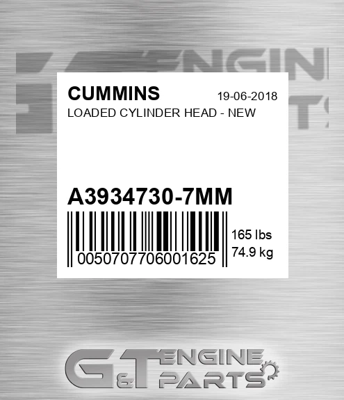 A3934730-7MM Loaded Cylinder Head - New for CUMMINS