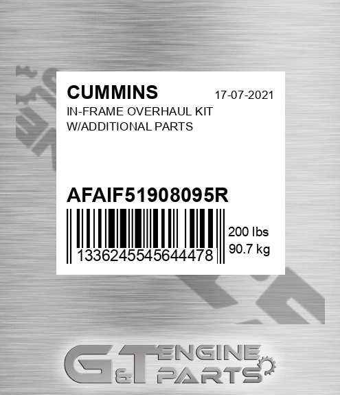 AFA-IF51908095R In-frame Overhaul Kit W/additional Parts for CUMMINS