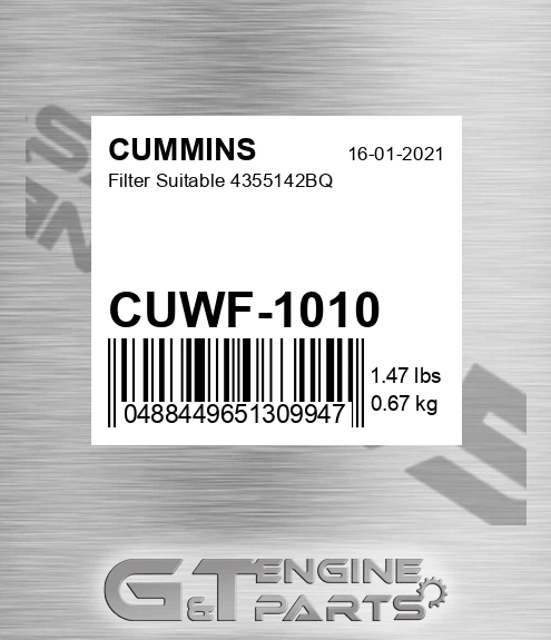 CUWF-1010 CUMMINS Filter Suitable 4355142bq