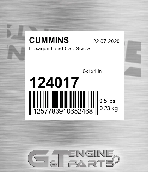 124017 CUMMINS Hexagon Head Cap Screw