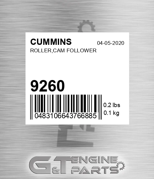 9260 CUMMINS Roller,cam Follower