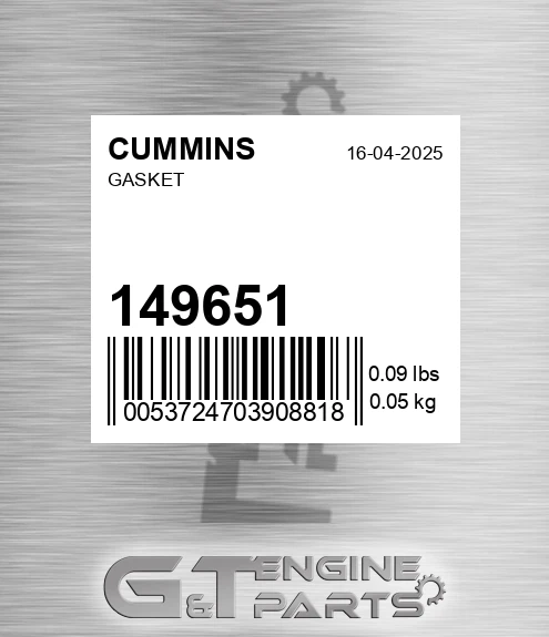 149651 Gasket for CUMMINS
