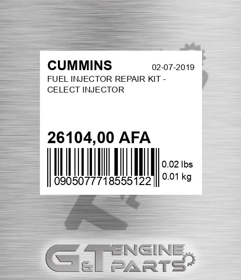 26104,00 AFA Fuel Injector Repair Kit - Celect Injector for CUMMINS